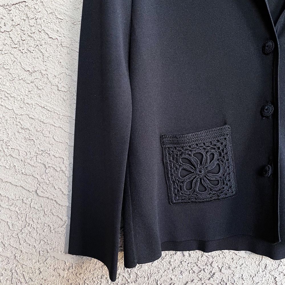 BCBGMaxAzria Ribbed Knit Embroidered Pocket Blazer - Picture 3 of 5